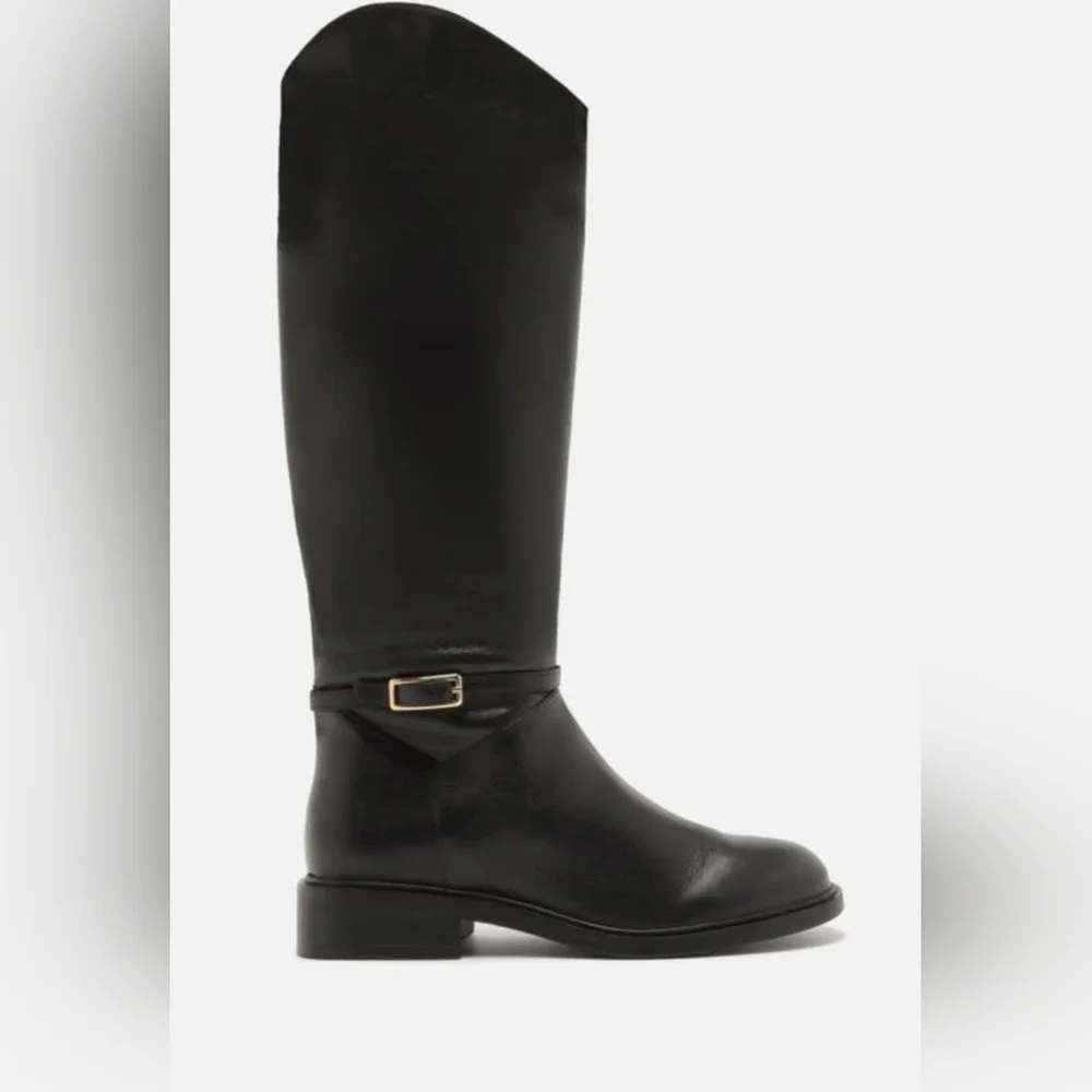 Arezzo Women's Mckenna Low Block Black‎ Leather BootsSize 6.5 M